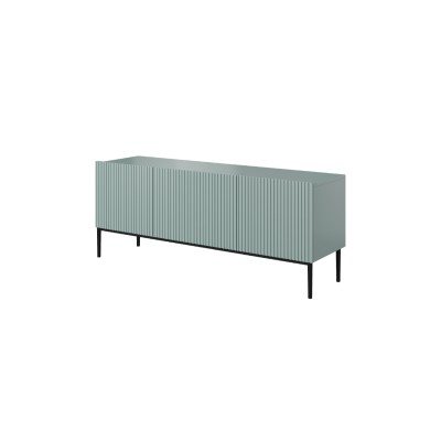 Szafka RTV Nicole 150 cm - szałwia MDF / czarne nóżki
