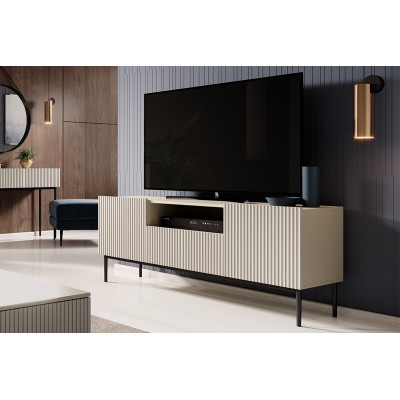 Szafka RTV Nicole 150 cm z wnęką - kaszmir / czarne nóżki