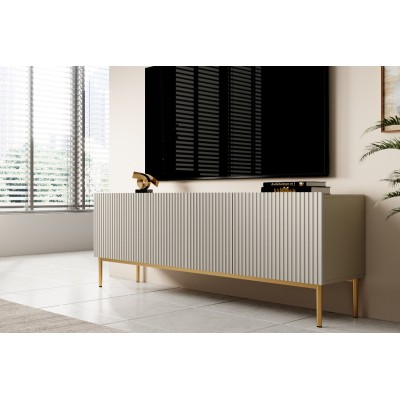 Szafka RTV Nicole 150 cm - kaszmir / złote nóżki