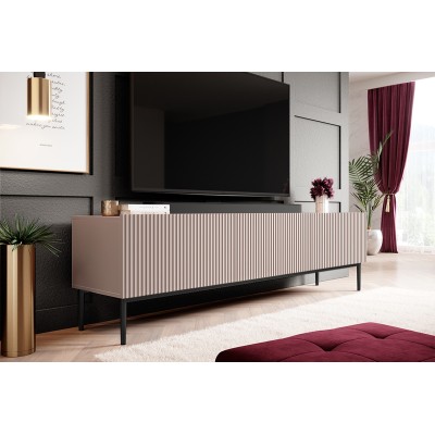 Szafka RTV Nicole 200 cm - antyczny róż MDF / czarne nóżki
