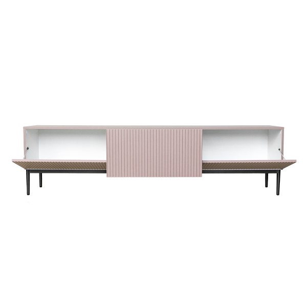 Szafka RTV Nicole 200 cm - antyczny róż MDF / czarne nóżki