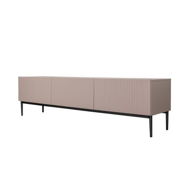 Szafka RTV Nicole 200 cm - antyczny róż MDF / czarne nóżki