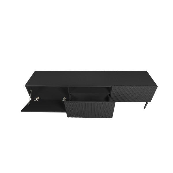 Szafka RTV Nicole 200 cm - czarny mat / czarne nóżki