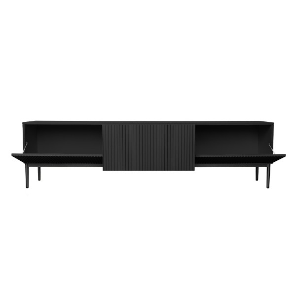 Szafka RTV Nicole 200 cm - czarny mat / czarne nóżki