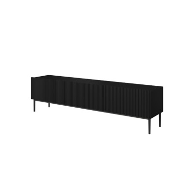Szafka RTV Nicole 200 cm - czarny mat / czarne nóżki