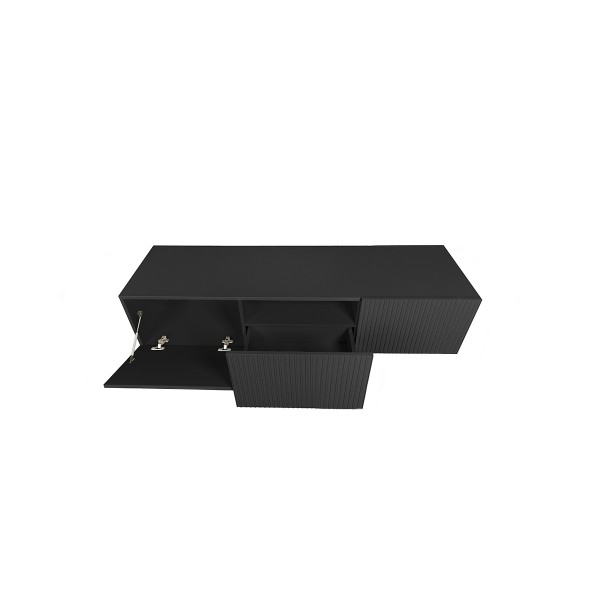 Szafka RTV wisząca Nicole 150 cm - czarny / czarny mat