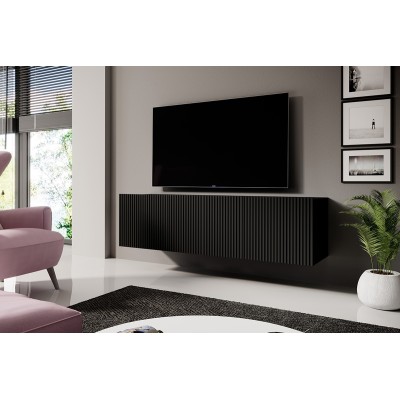 Szafka RTV wisząca Nicole 150 cm - czarny / czarny mat