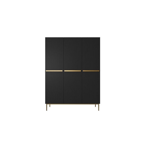 Szafa Nicole 150 cm - czarny mat  / złote nóżki