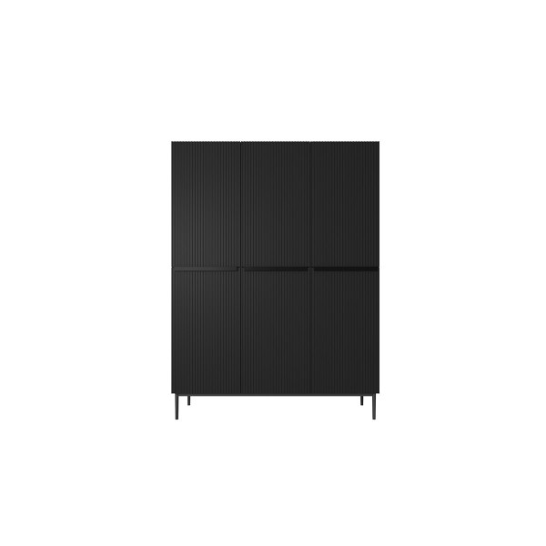 Szafa Nicole 150 cm z kontenerkiem - czarny mat  / czarne nóżki