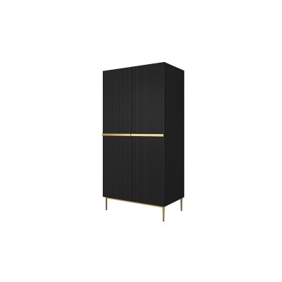 Szafa Nicole 100 cm - czarny mat  / złote nóżki