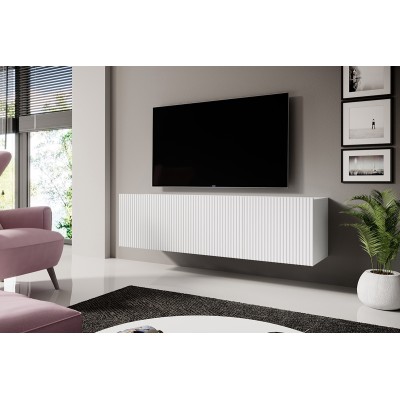 Szafka RTV wisząca Nicole 150 cm - biały / biały mat