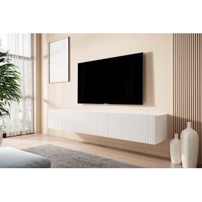 Szafka RTV wisząca Nicole 200 cm - biały / biały mat