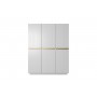 Szafa Nicole 150 cm z 2 ukrytymi szufladami - biały mat / złote uchwyty