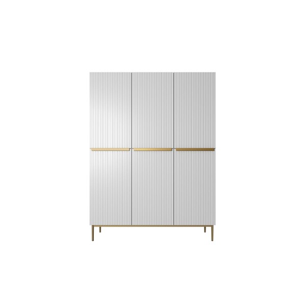 Szafa Nicole 150 cm - biały mat  / złote nóżki