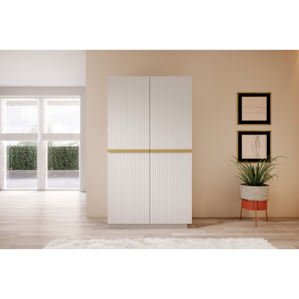 Szafa Nicole 100 cm - biały mat / złote uchwyty