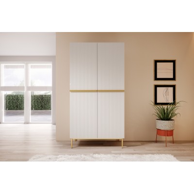 Szafa Nicole 100 cm - biały mat  / złote nóżki
