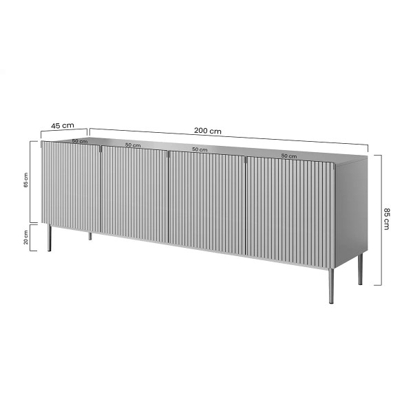 Komoda NICOLE 200 cm - granat MDF / czarne nóżki