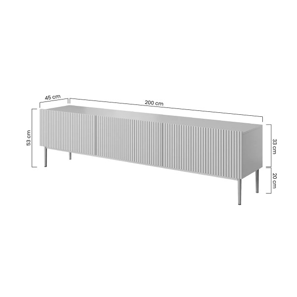 Szafka RTV NICOLE 200 cm - granat MDF / czarne nóżki