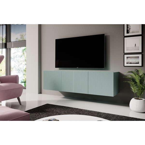 Szafka RTV wisząca Nicole 150 cm - szałwia MDF