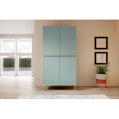 Szafa Nicole 100 cm - szałwia MDF / złote nóżki