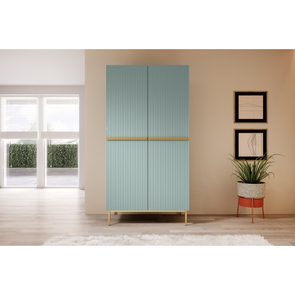 Szafa Nicole 100 cm - szałwia MDF / złote nóżki