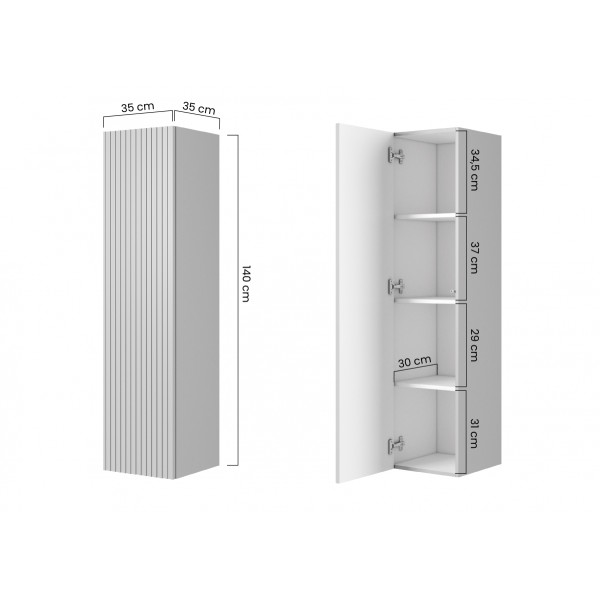 Słupek łazienkowy wiszący Nicole 140 cm - szałwia MDF