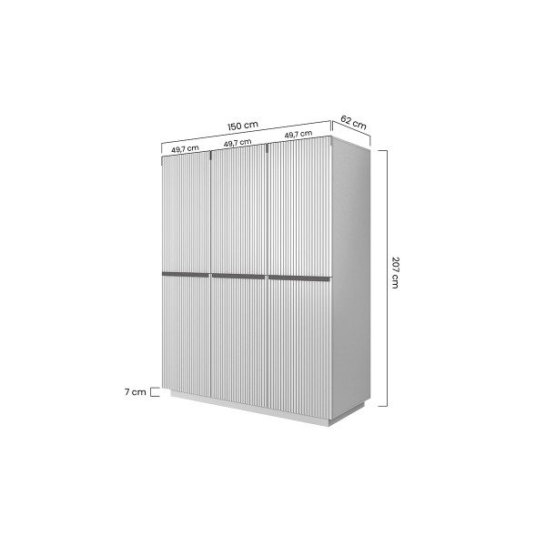 Szafa Nicole 150 cm - antyczny róż MDF / czarne uchwyty