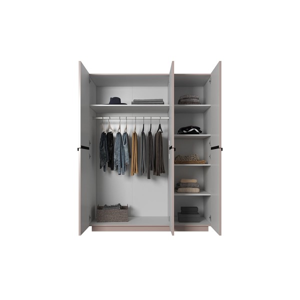 Szafa Nicole 150 cm - antyczny róż MDF / czarne uchwyty