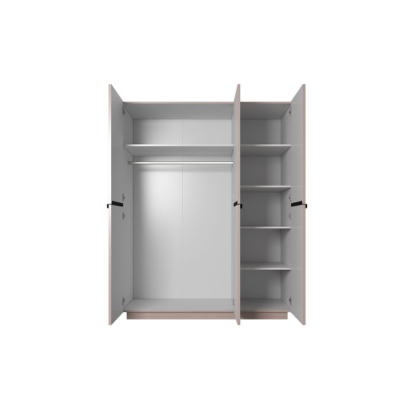 Szafa Nicole 150 cm - antyczny róż MDF / czarne uchwyty