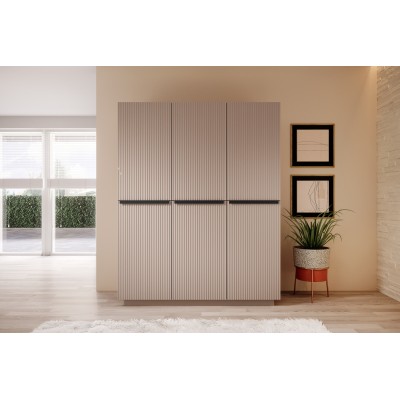 Szafa Nicole 150 cm - antyczny róż MDF / czarne uchwyty