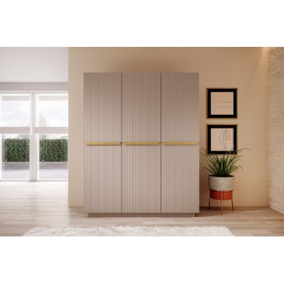 Szafa Nicole 150 cm z 2 ukrytymi szufladami - antyczny róż MDF / złote uchwyty