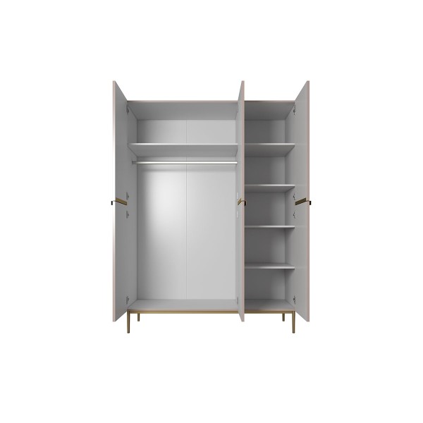Szafa Nicole 150 cm - antyczny róż MDF  / złote nóżki