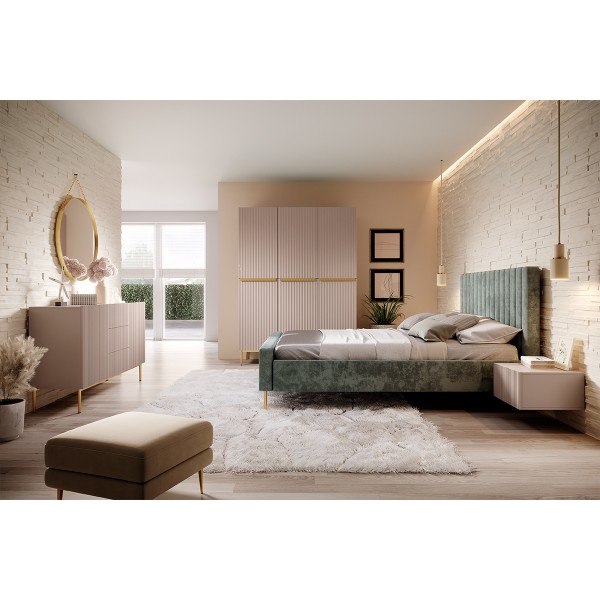 Szafa Nicole 150 cm - antyczny róż MDF  / złote nóżki