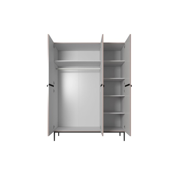 Szafa Nicole 150 cm - antyczny róż MDF  / czarne nóżki