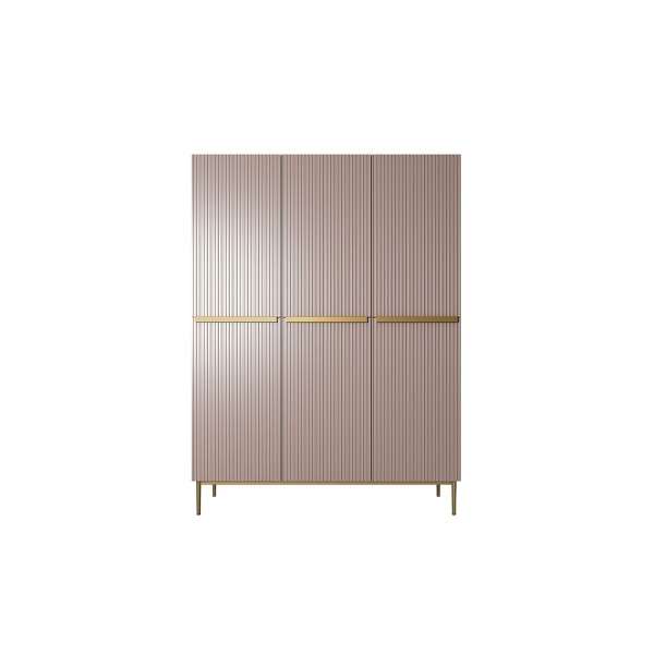 Szafa Nicole 150 cm z 2 ukrytymi szufladami - antyczny róż MDF / złote nóżki