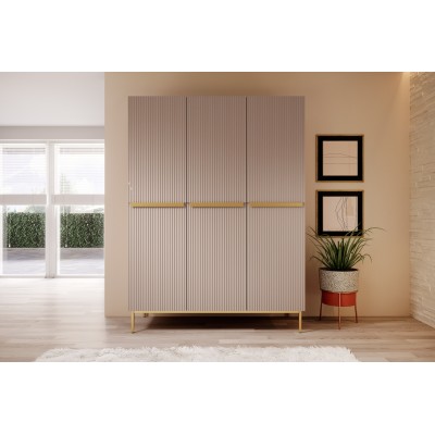 Szafa Nicole 150 cm z 2 ukrytymi szufladami - antyczny róż MDF / złote nóżki