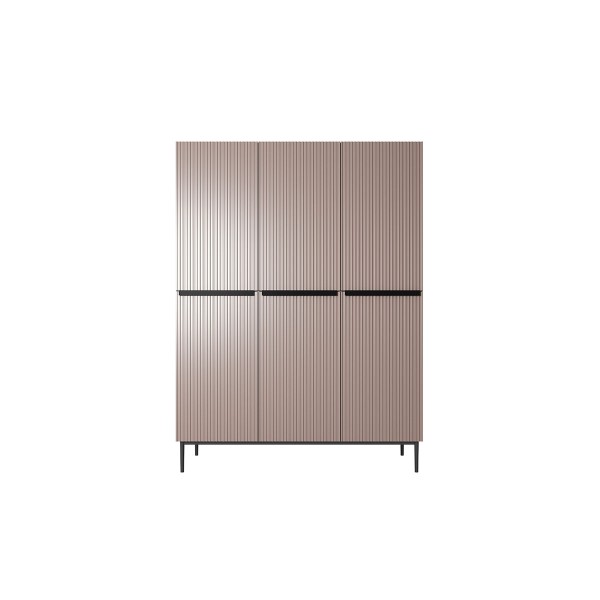 Szafa Nicole 150 cm z 2 ukrytymi szufladami - antyczny róż MDF / czarne nóżki