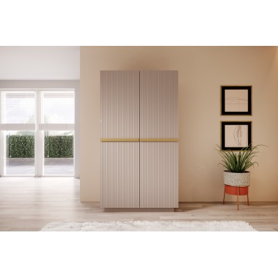 Szafa Nicole 100 cm z 2 ukrytymi szufladami - antyczny róż MDF / złote uchwyty