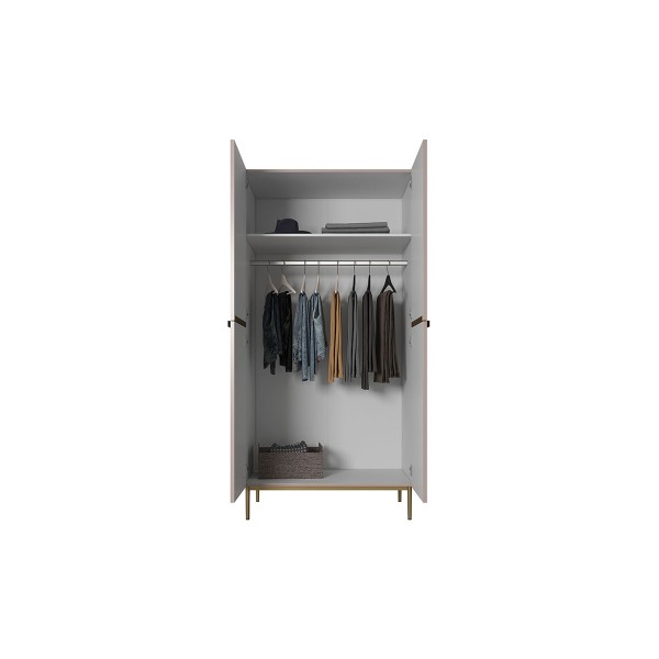 Szafa Nicole 100 cm - antyczny róż MDF  / złote nóżki