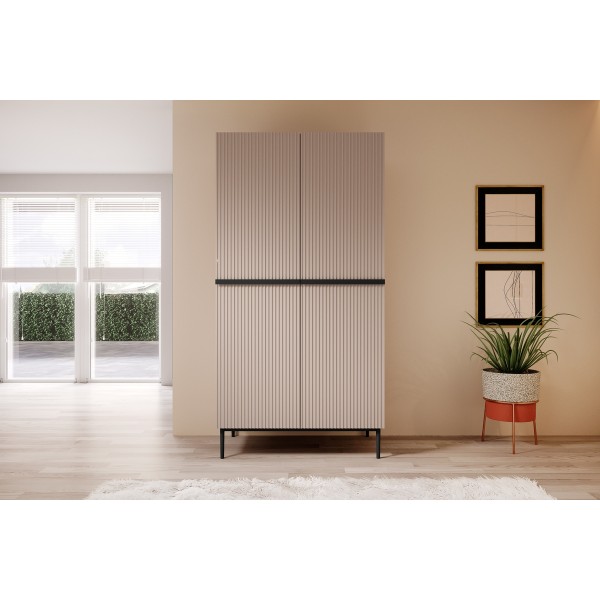 Szafa Nicole 100 cm - antyczny róż MDF  / czarne nóżki
