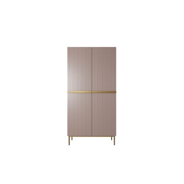 Szafa Nicole 100 cm z 2 ukrytymi szufladami - antyczny róż MDF / złote nóżki