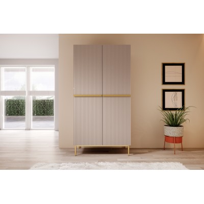 Szafa Nicole 100 cm z 2 ukrytymi szufladami - antyczny róż MDF / złote nóżki
