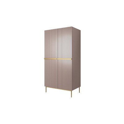 Szafa Nicole 100 cm z 2 ukrytymi szufladami - antyczny róż MDF / złote nóżki