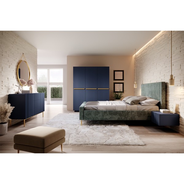 Szafa Nicole 150 cm - granat MDF / złote uchwyty