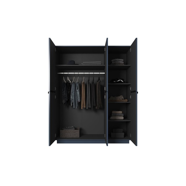 Szafa Nicole 150 cm - granat MDF / czarne uchwyty