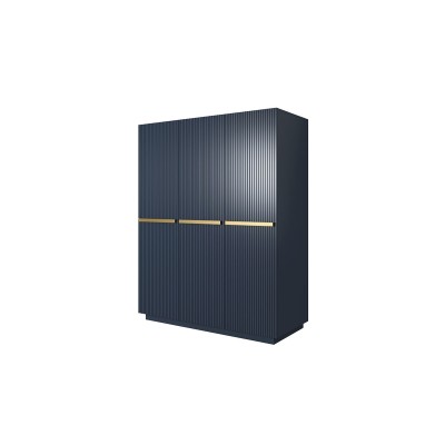 Szafa Nicole 150 cm z 2 ukrytymi szufladami - granat MDF / złote uchwyty