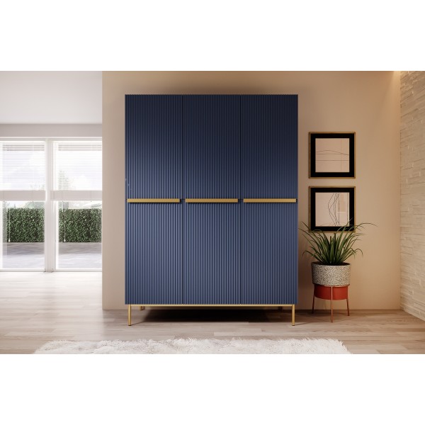 Szafa Nicole 150 cm - granat MDF / złote nóżki