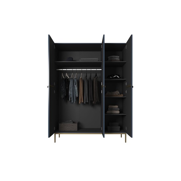 Szafa Nicole 150 cm - granat MDF / złote nóżki