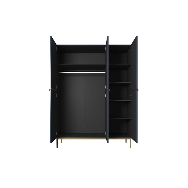 Szafa Nicole 150 cm - granat MDF / złote nóżki