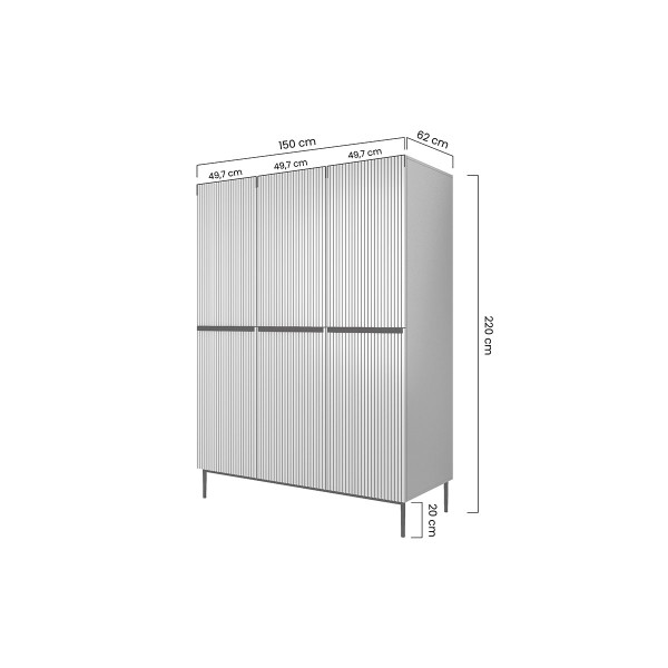 Szafa Nicole 150 cm z 2 ukrytymi szufladami - granat MDF / czarne nóżki
